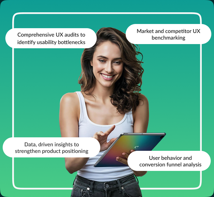 UX research and user experience optimization services graphic for GetWebb