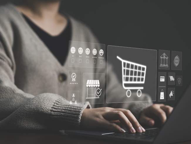 Professional ecommerce website interface with shopping cart on laptop screen GetWebb